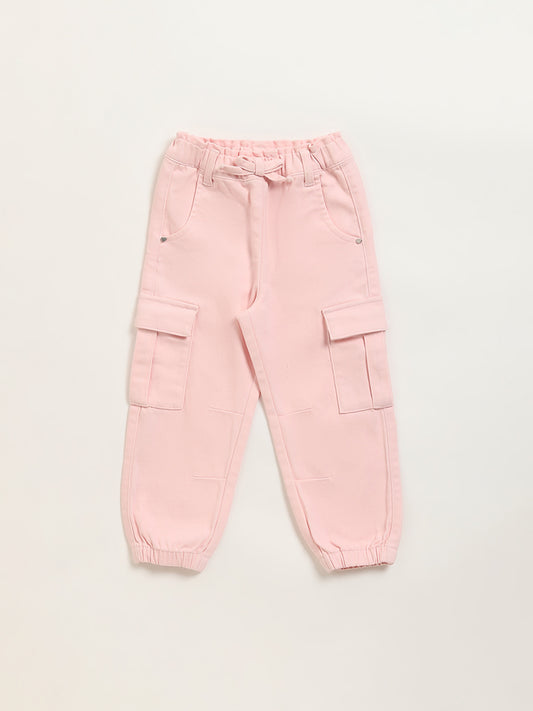 HOP Kids Pink Mid-Rise Cargo Joggers