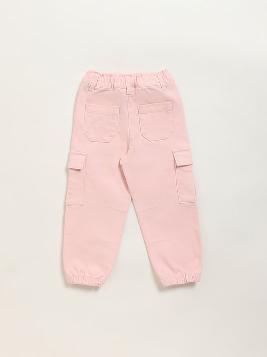HOP Kids Pink Mid-Rise Cargo Joggers