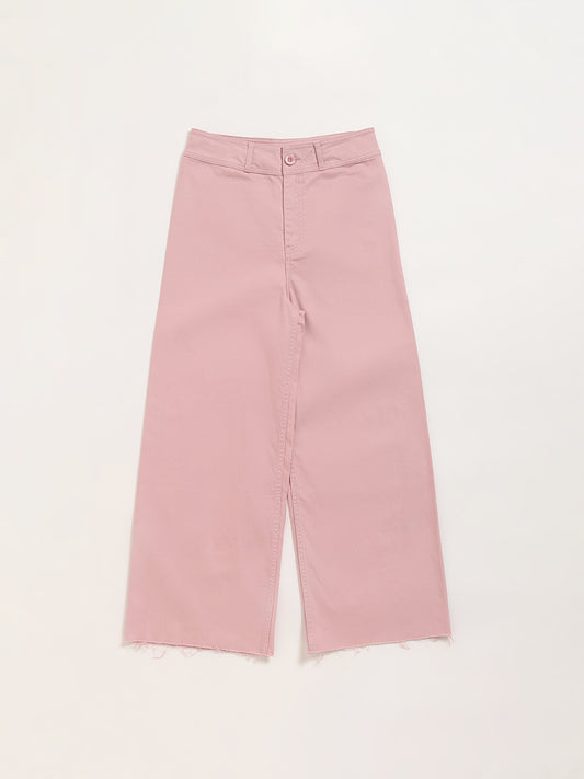 Y&F Kids Pink Mid Rise Straight Fit Jeans