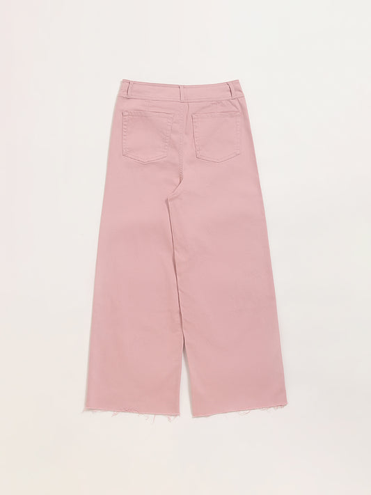 Y&F Kids Pink Mid Rise Straight Fit Jeans