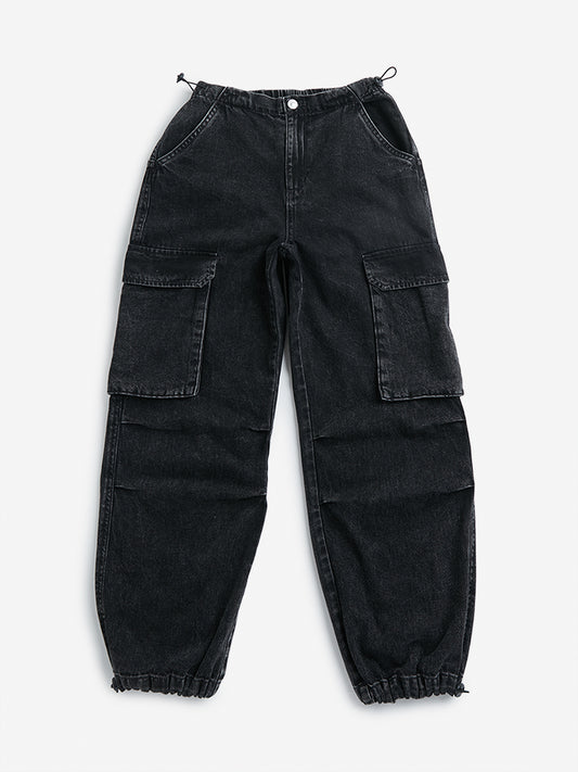 Y&F Kids Charcoal Mid Rise Straight Fit Jeans