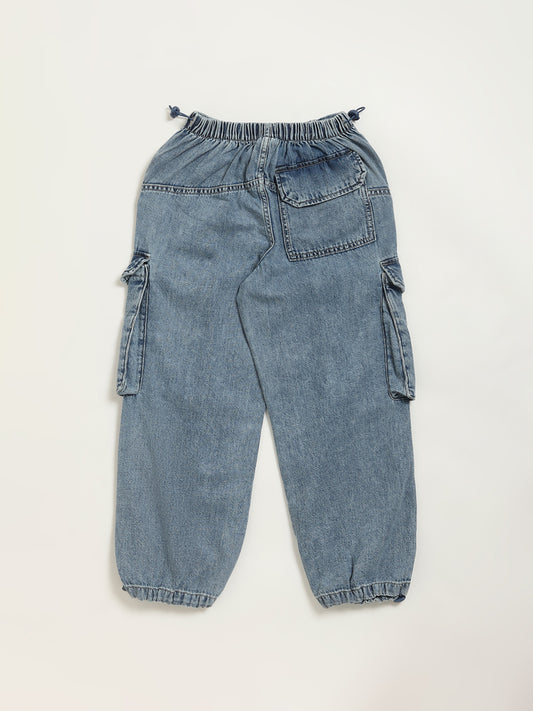 Y&F Kids Blue Mid Rise Relaxed Fit Jeans