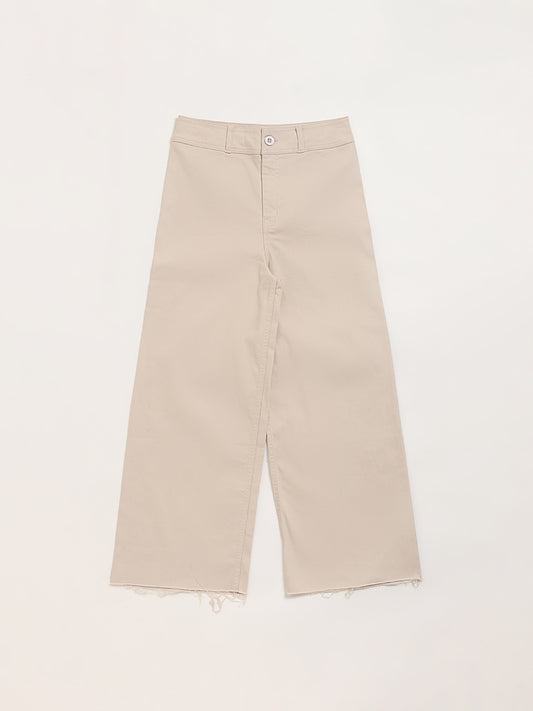 Y&F Kids Beige Mid Rise Straight Fit Jeans