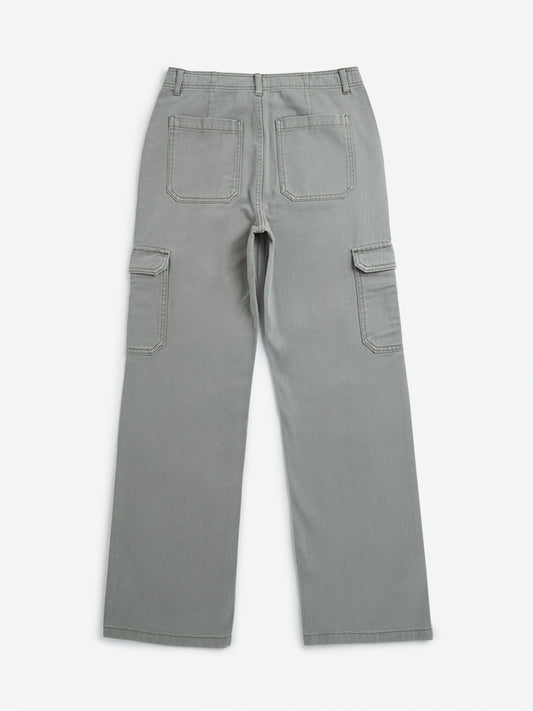 Y&F Kids Light Sage Mid Rise Cargo Trousers