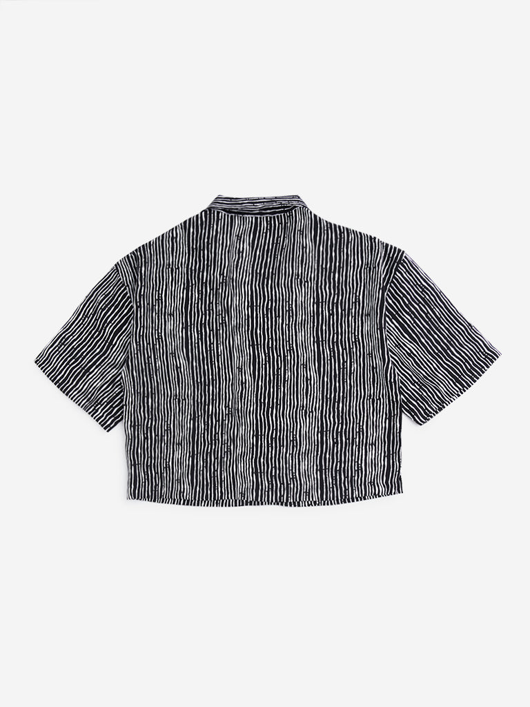 Y&F Kids Black Striped Cropped Shirt