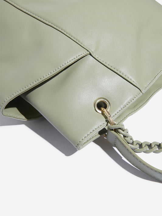 Westside Green Faux Leather Tote Bag