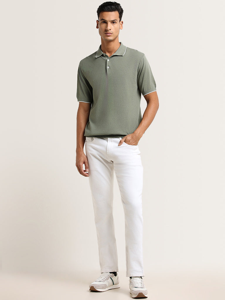 Ascot Sage Cotton Relaxed Fit Polo T-Shirt