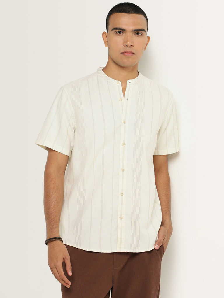 ETA Off-White Striped Cotton Resort Fit Shirt