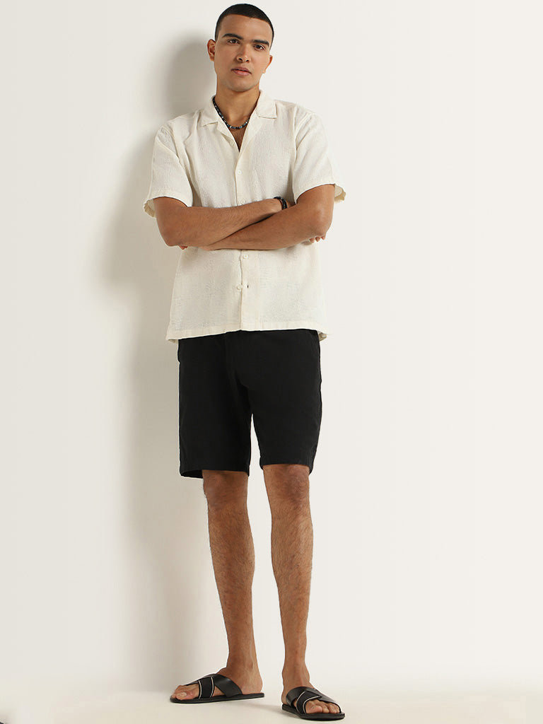 ETA Off-White Self-Patterned Cotton Relaxed Fit Shirt