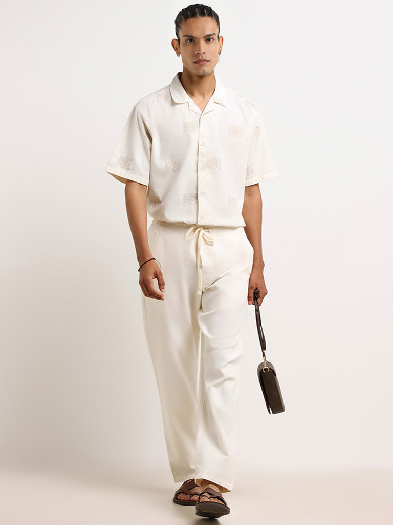 ETA Off-White Printed Cotton Relaxed Fit Shirt