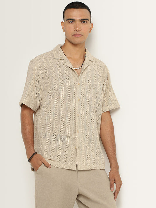 ETA Beige Knitted Relaxed Fit Shirt
