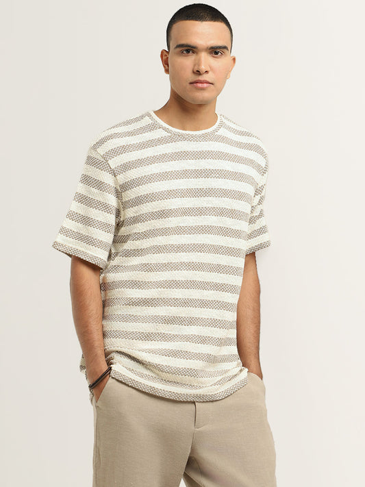 ETA Taupe Knitted Relaxed Fit T-Shirt