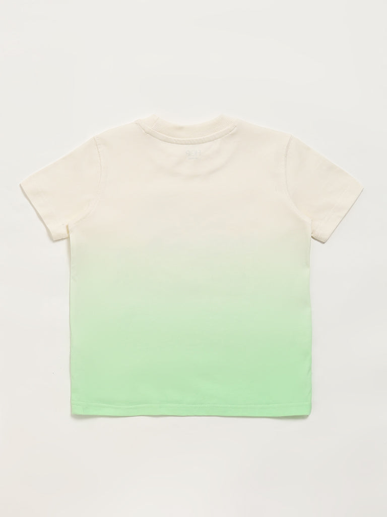 HOP Kids Green Printed T-Shirt