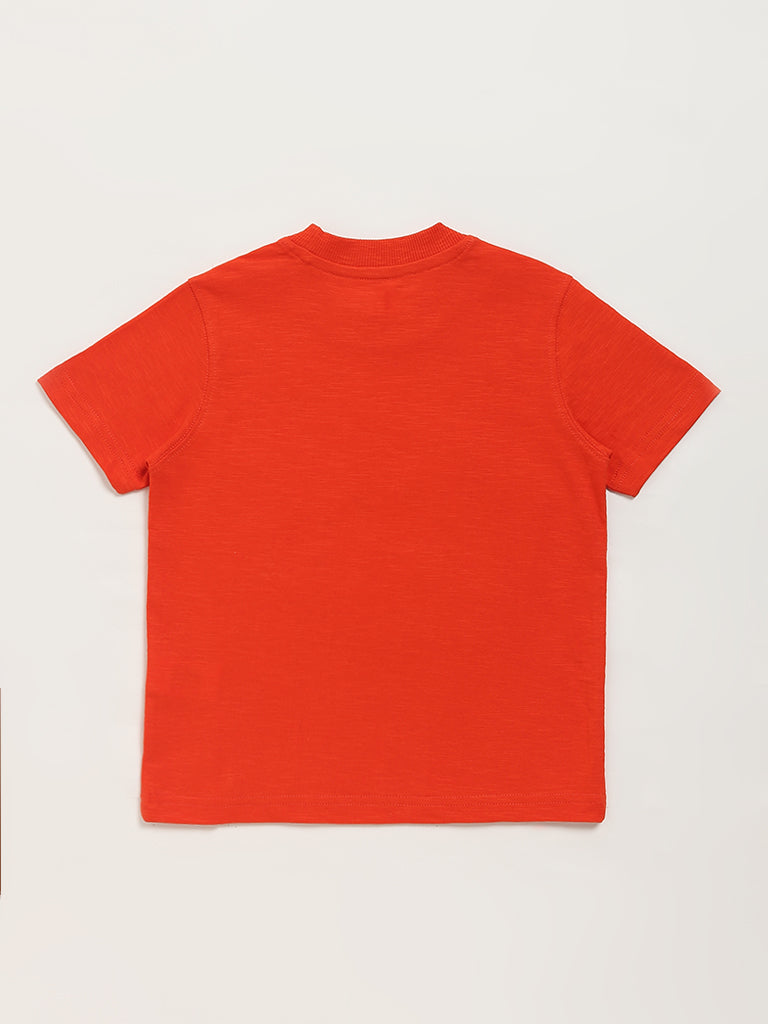 HOP Kids Orange Embroidered T-Shirt