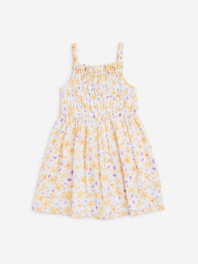 HOP Kids Yellow Ditsy Floral Smocked Dress
