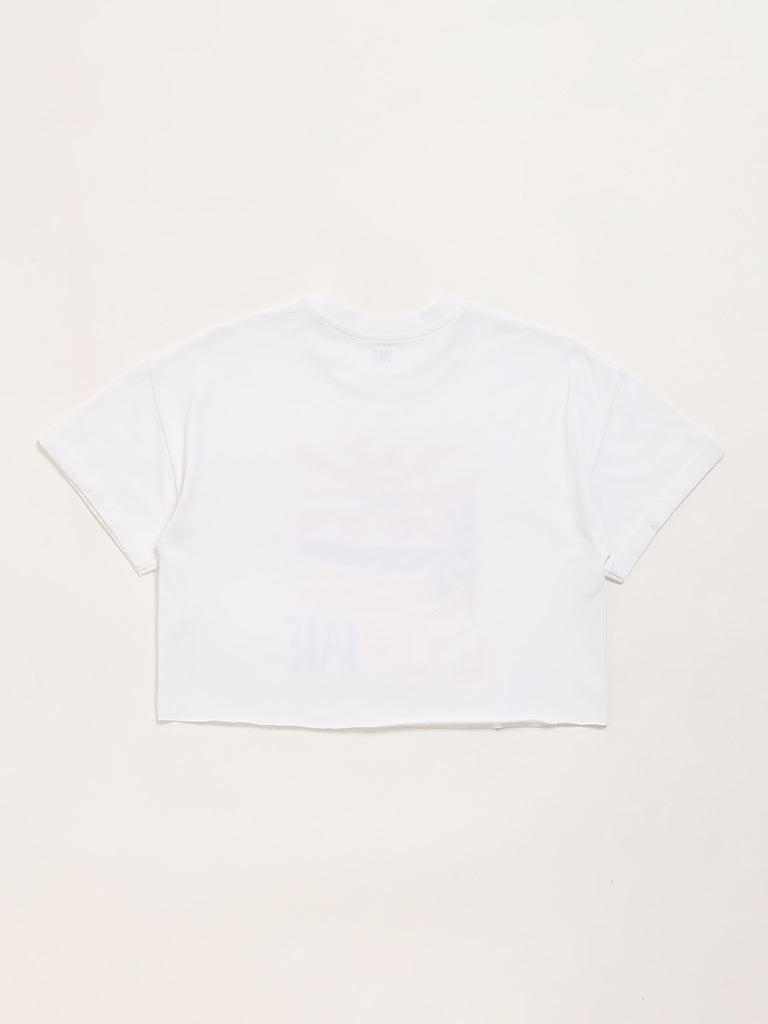 Y&F Kids White Crop T-Shirt