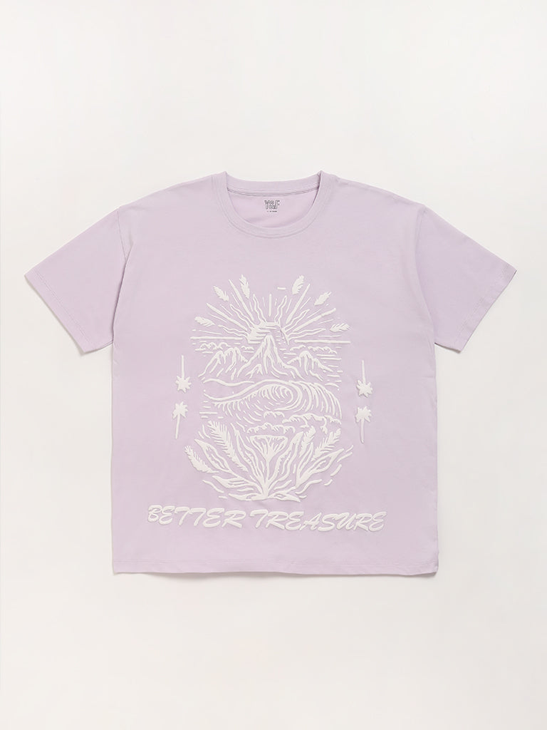 Y&F Kids Lilac Embossed T-Shirt