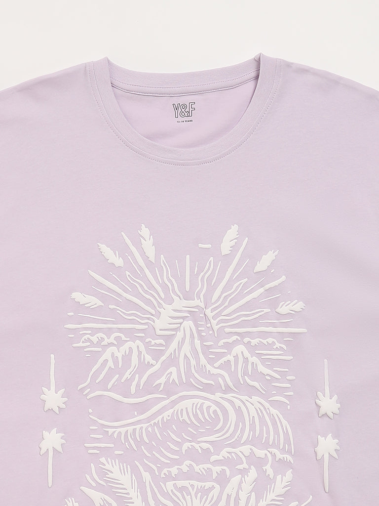 Y&F Kids Lilac Embossed T-Shirt