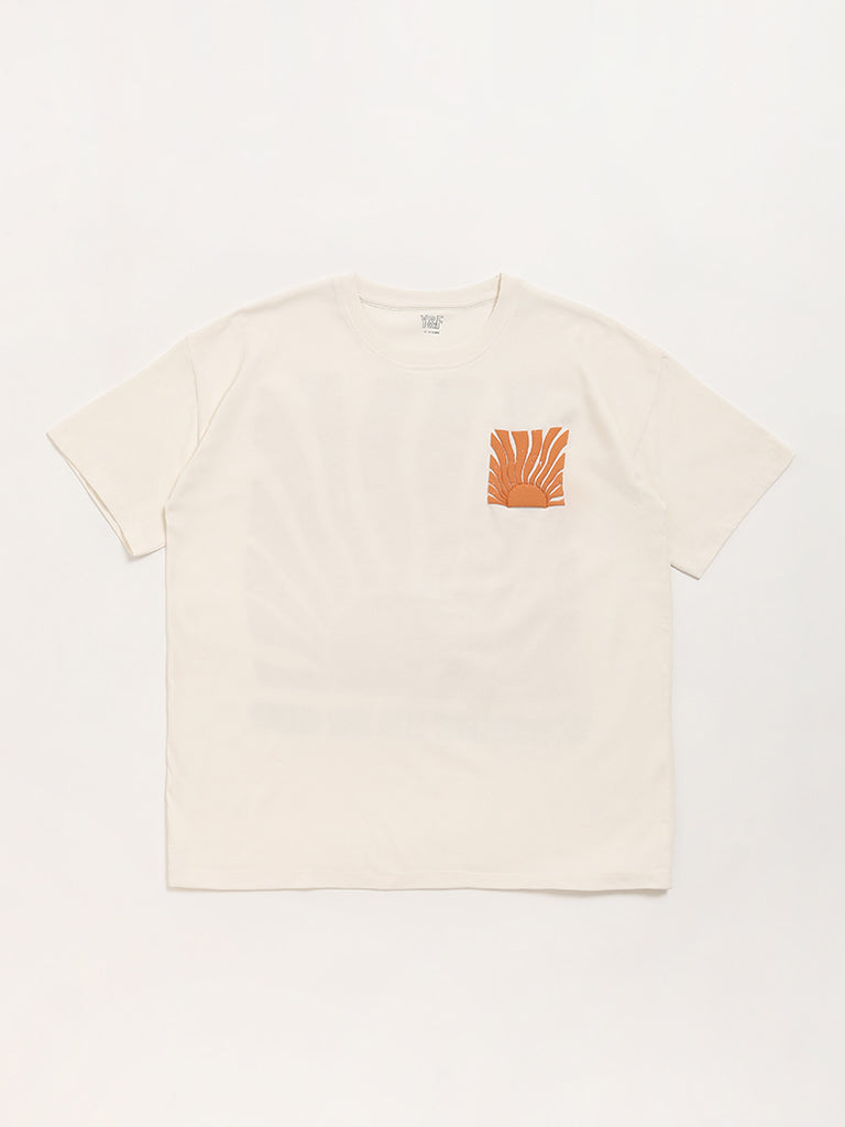 Y&F Kids Off-White Printed T-Shirt
