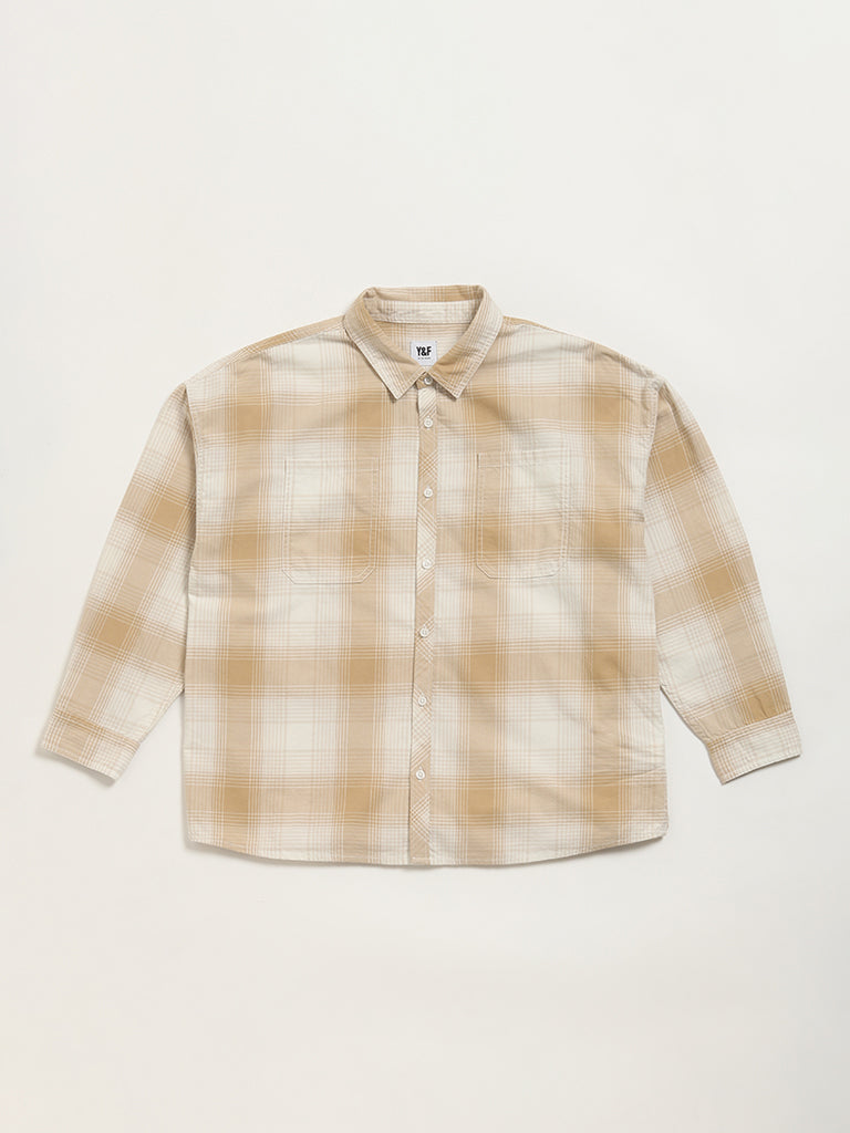 Y&F Kids Beige Checkered Shirt
