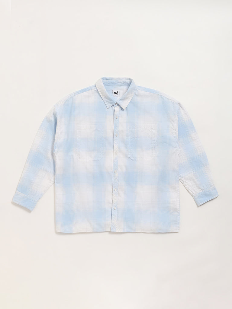 Y&F Kids Blue Checkered Shirt