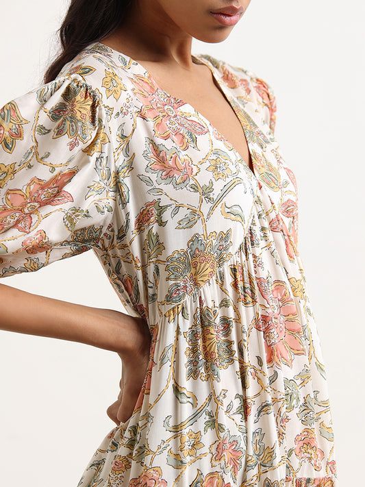 Bombay Paisley Off-White Floral Dress
