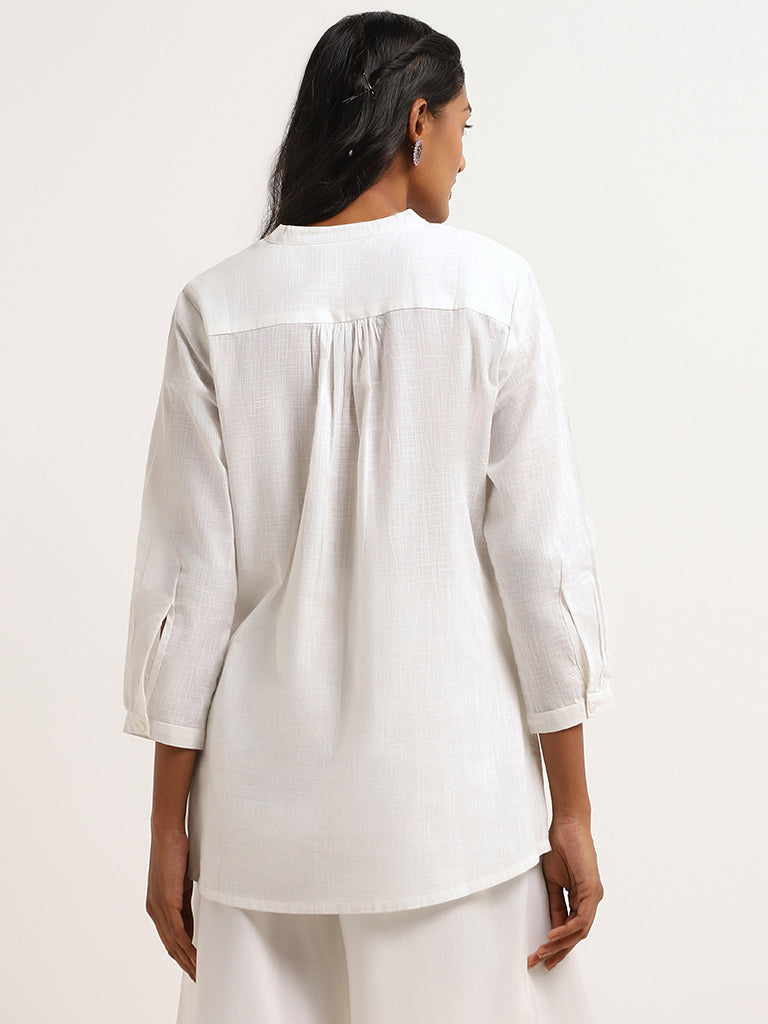 Utsa White Embroidered Cotton Tunic