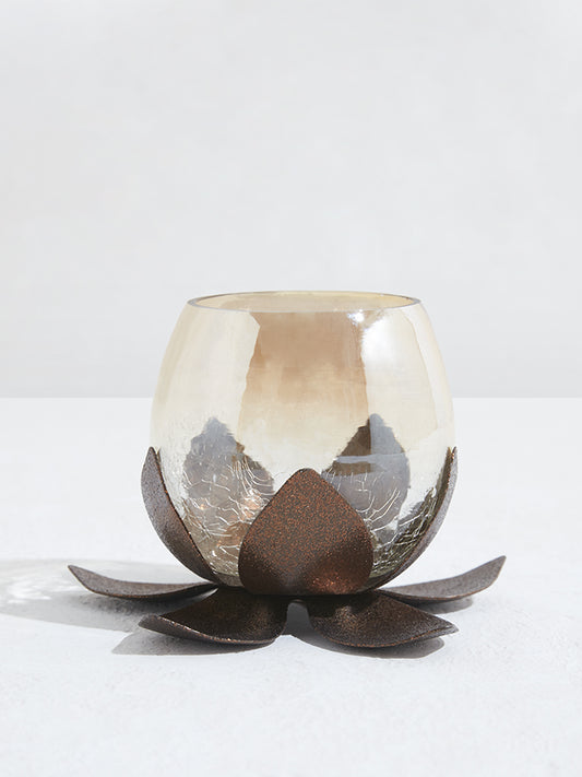 Westside Home Brown Lotus Tealight Candle Stand