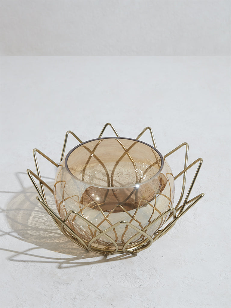 Westside Home Gold Lotus Tealight Candle Stand