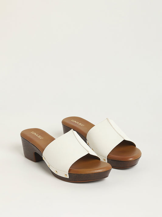 LUNA BLU White Block Heel Sandals