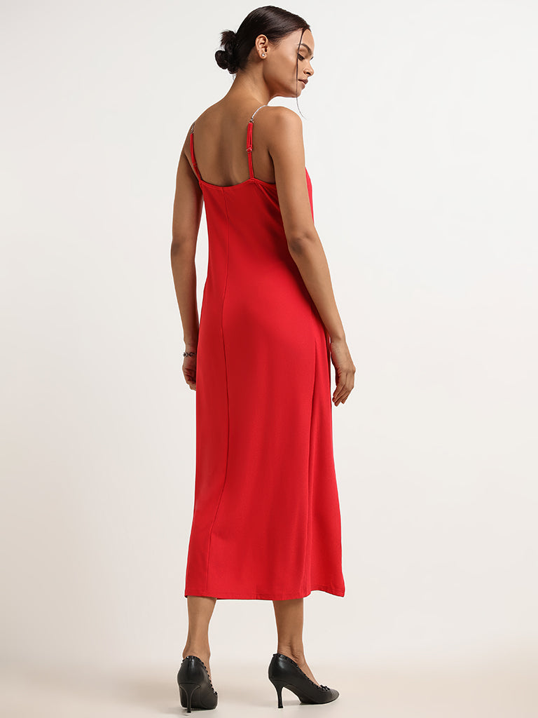 Wardrobe Red Strappy Midi Dress
