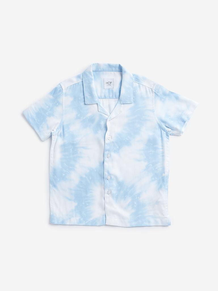 HOP Kids Blue Tie-Dye Printed Shirt