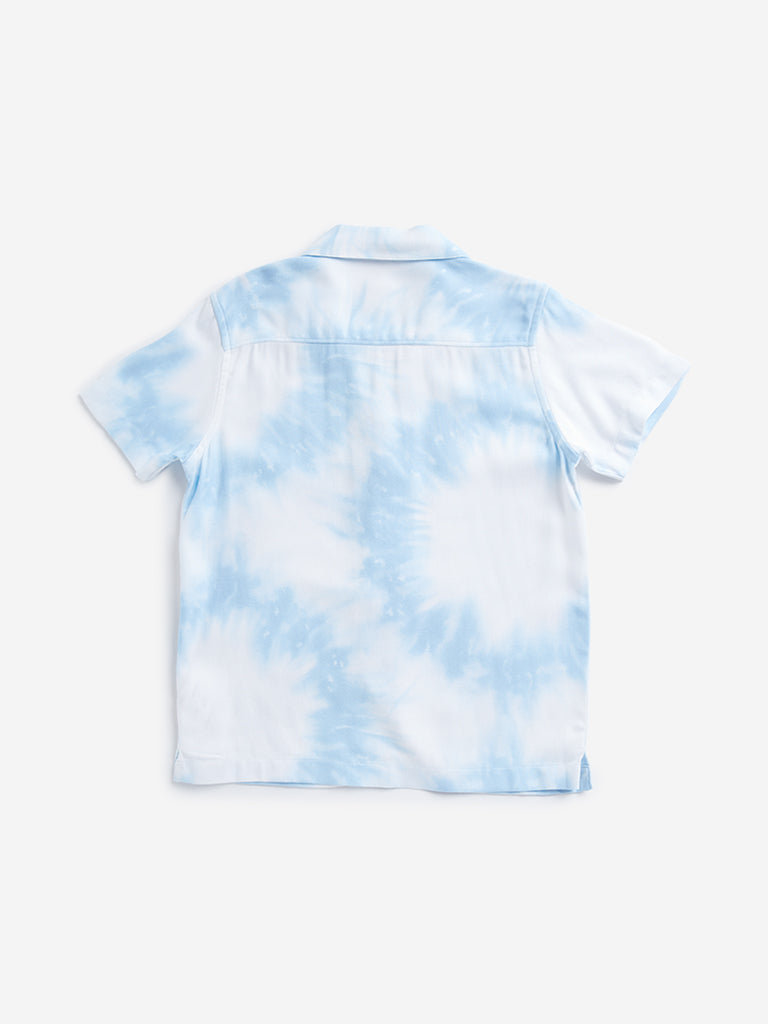 HOP Kids Blue Tie-Dye Printed Shirt