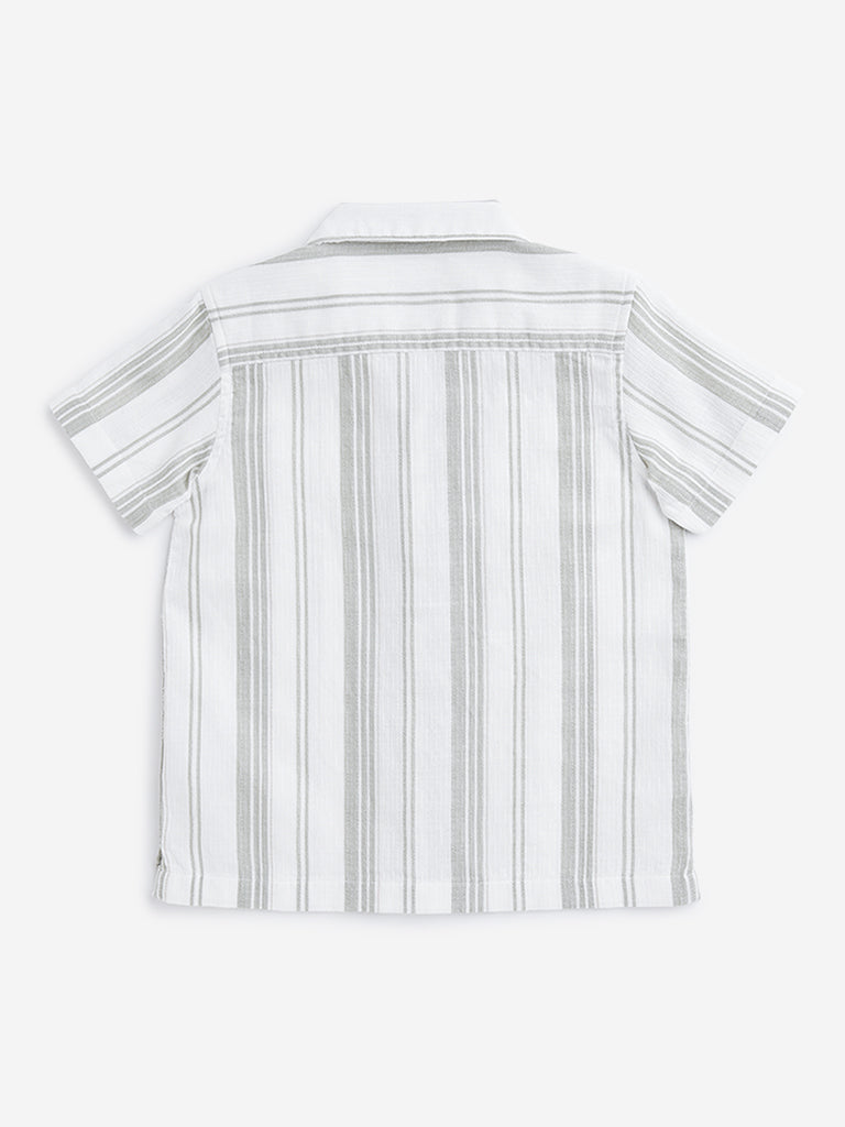 HOP Kids Olive Stripe Printed Shirt