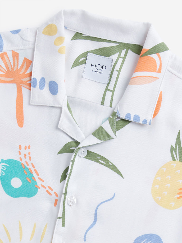 HOP Kids White Tropical Design Shirt