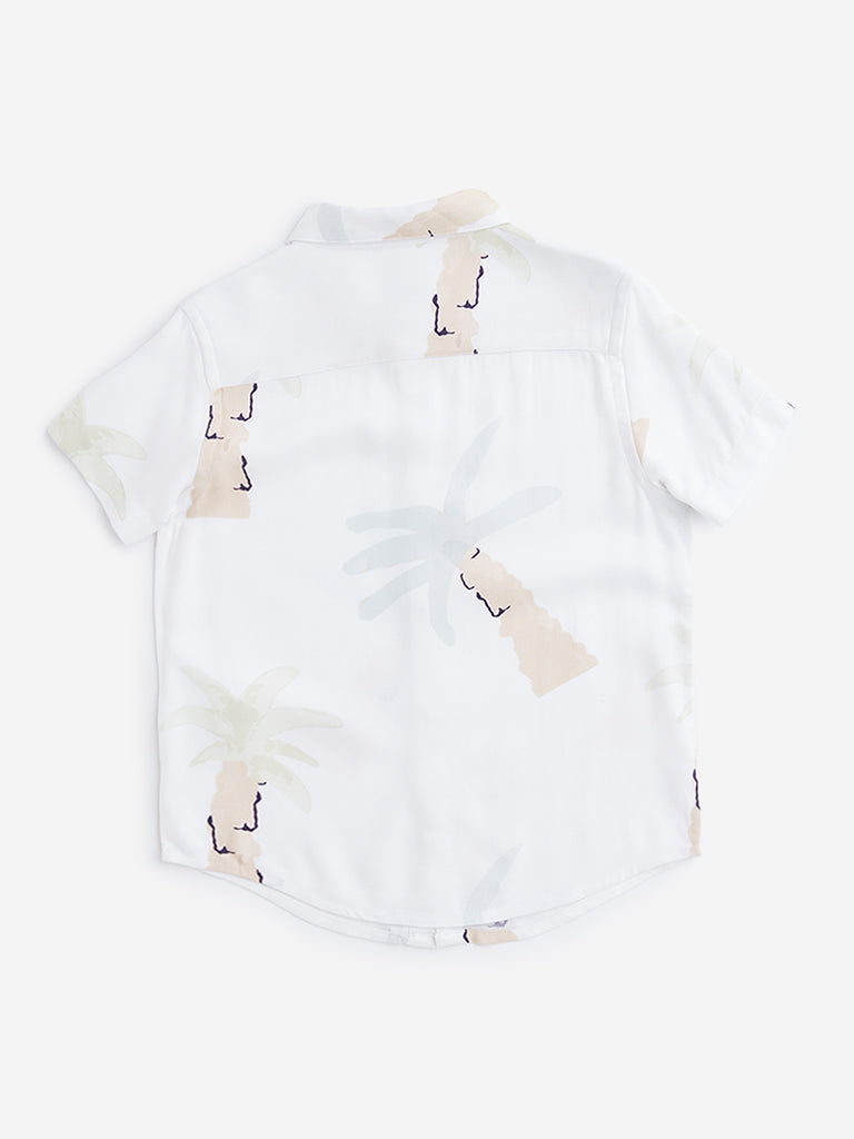 HOP Kids Off-White Tropical Printed Shirt