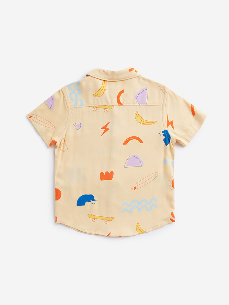 HOP Kids Mustard Printed Shirt