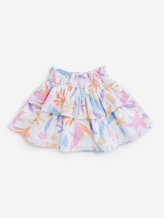 HOP Kids Multicolor Floral Printed Skirt