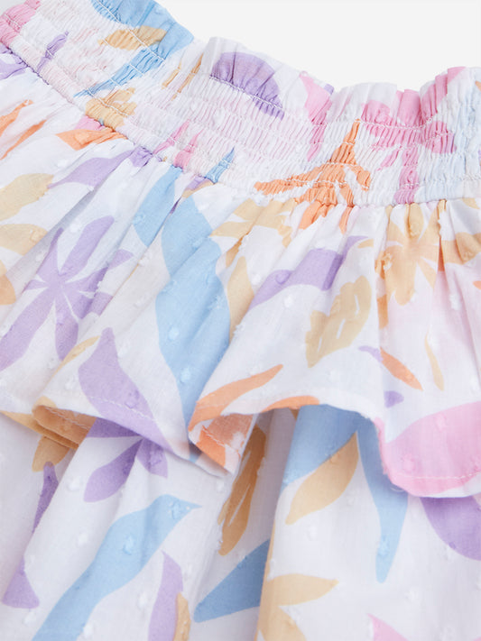 HOP Kids Multicolor Floral Printed Skirt