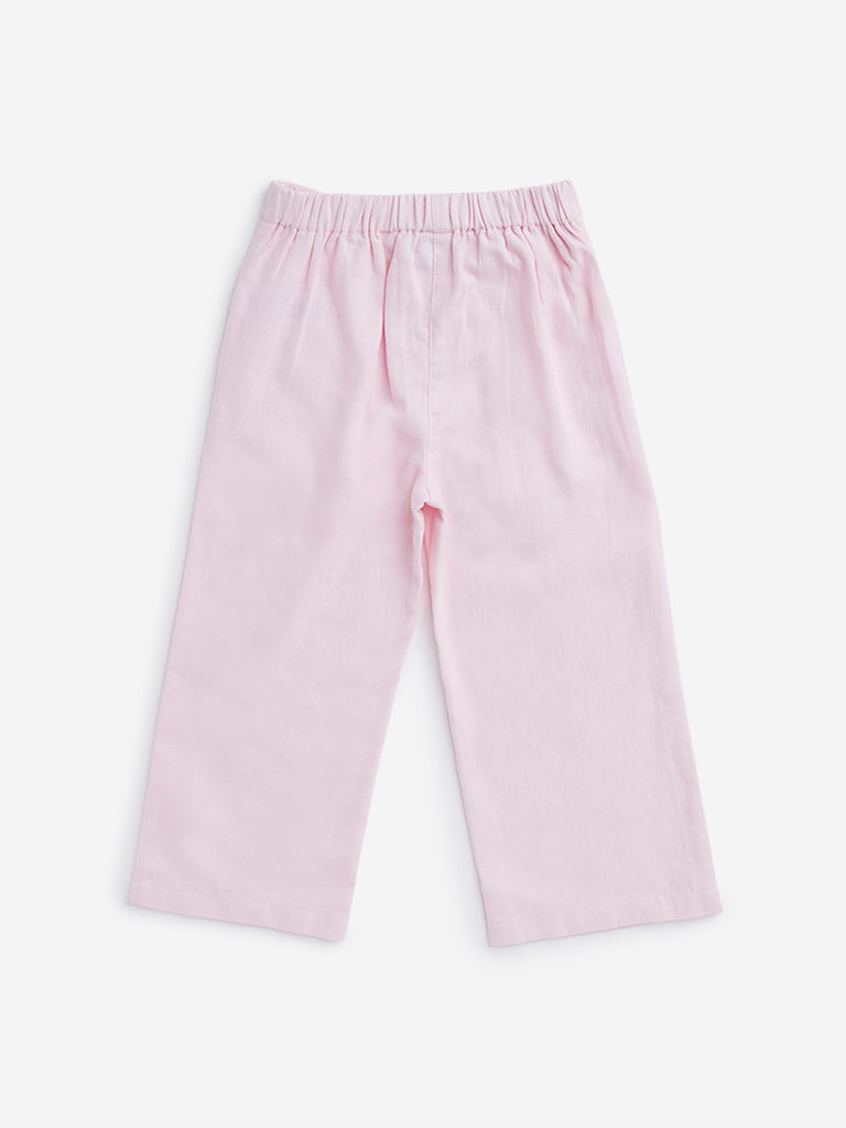 HOP Kids Light Pink Pleated Wide-Leg Pants