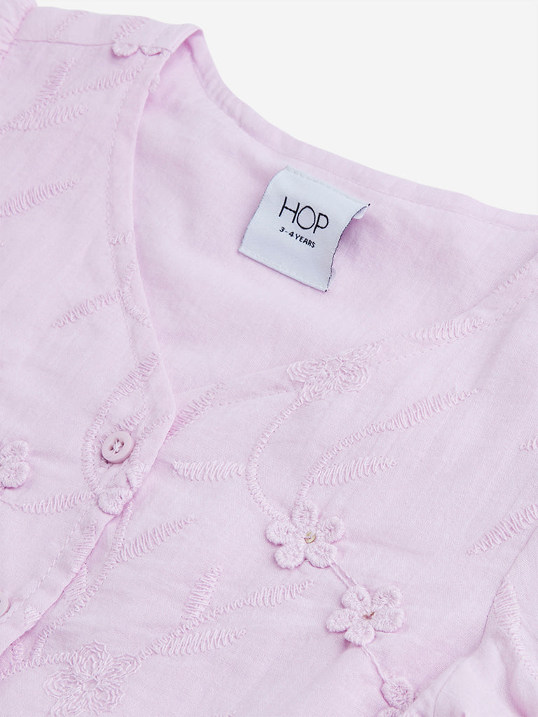 HOP Kids Lilac Floral Embroidered Top