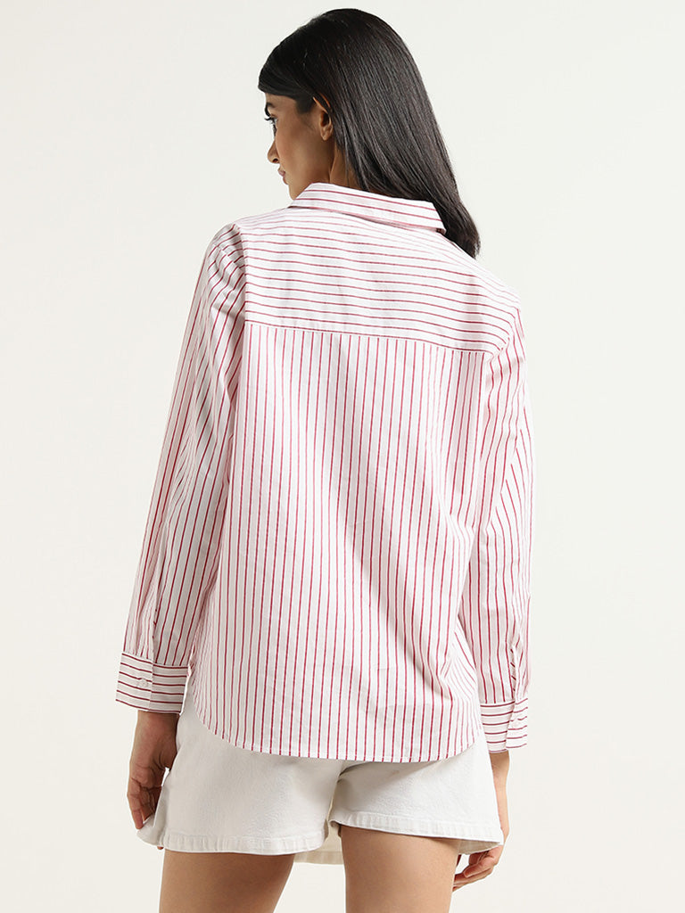 Nuon Red Striped Cotton Shirt