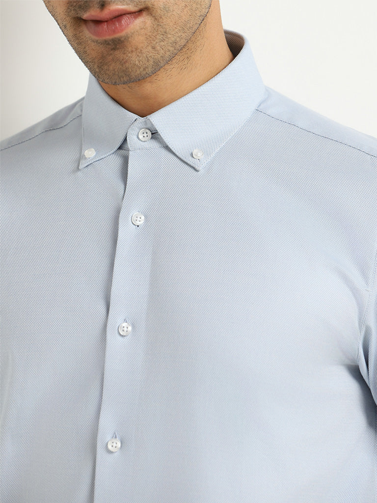 WES Formals Blue Slim-Fit Shirt