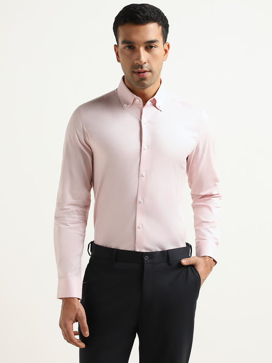 WES Formals Pink Slim-Fit Shirt
