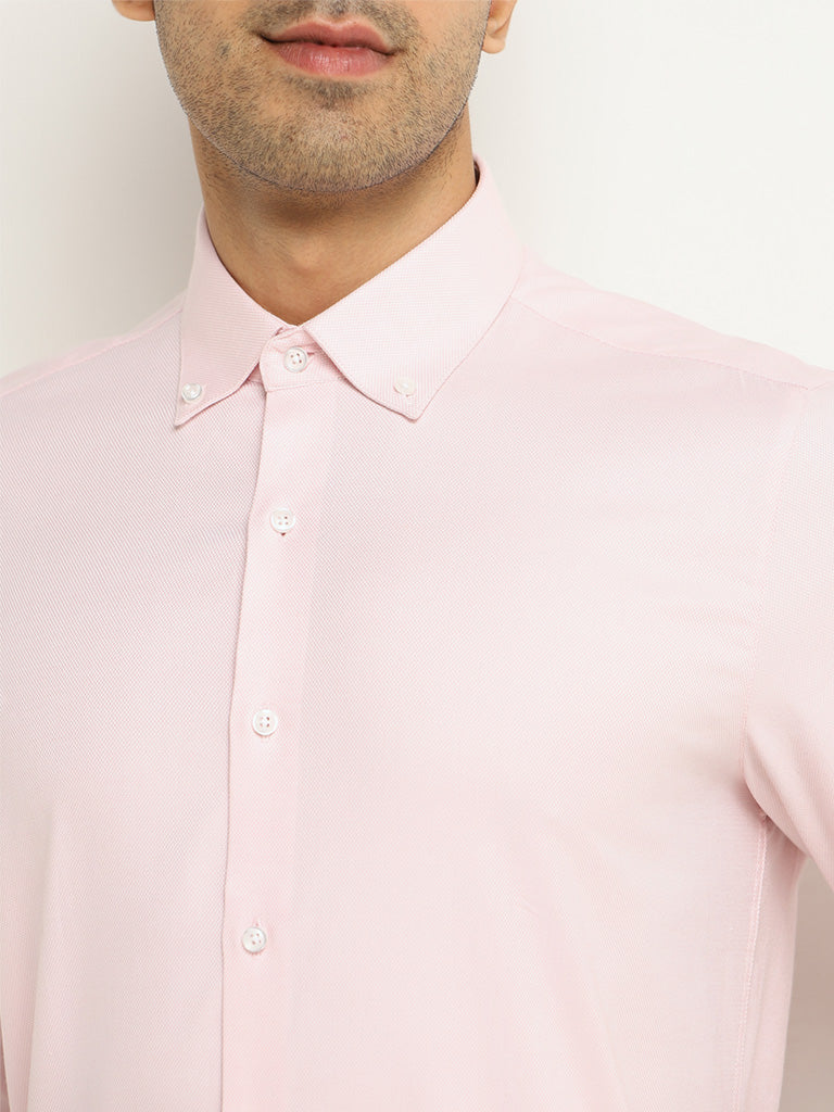 WES Formals Pink Slim-Fit Shirt