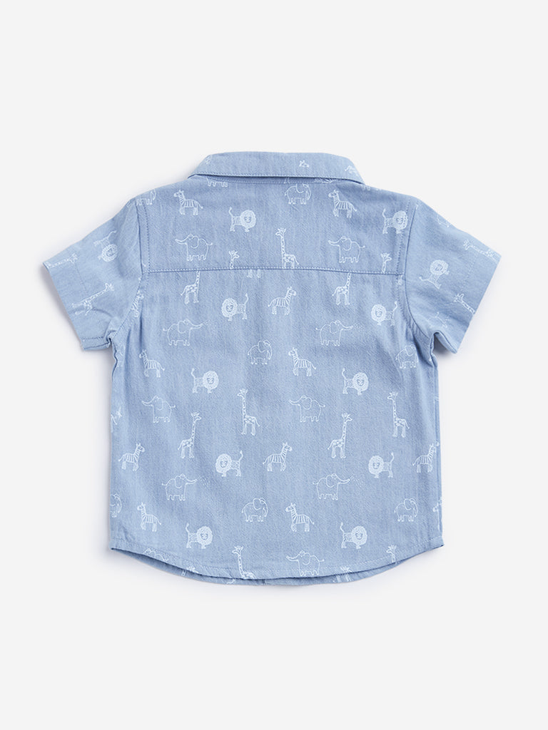 HOP Baby Blue Animal Print Shirt