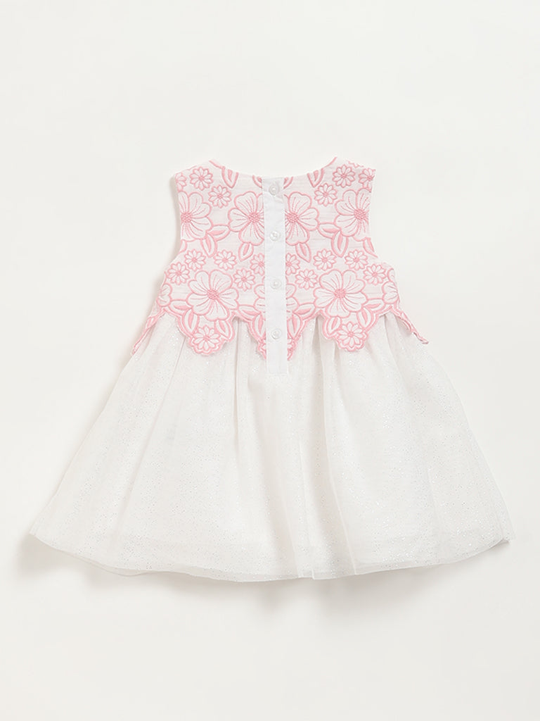 HOP Baby White Floral Glittery Dress