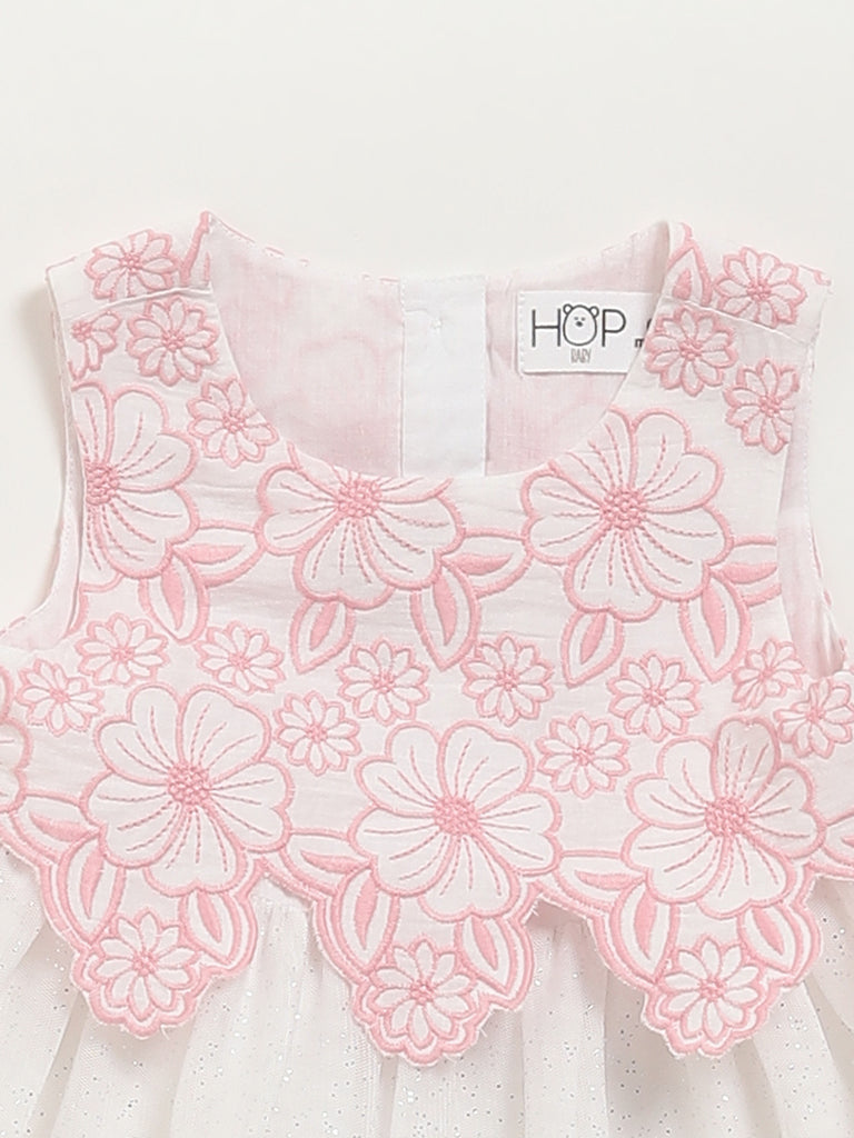 HOP Baby White Floral Glittery Dress