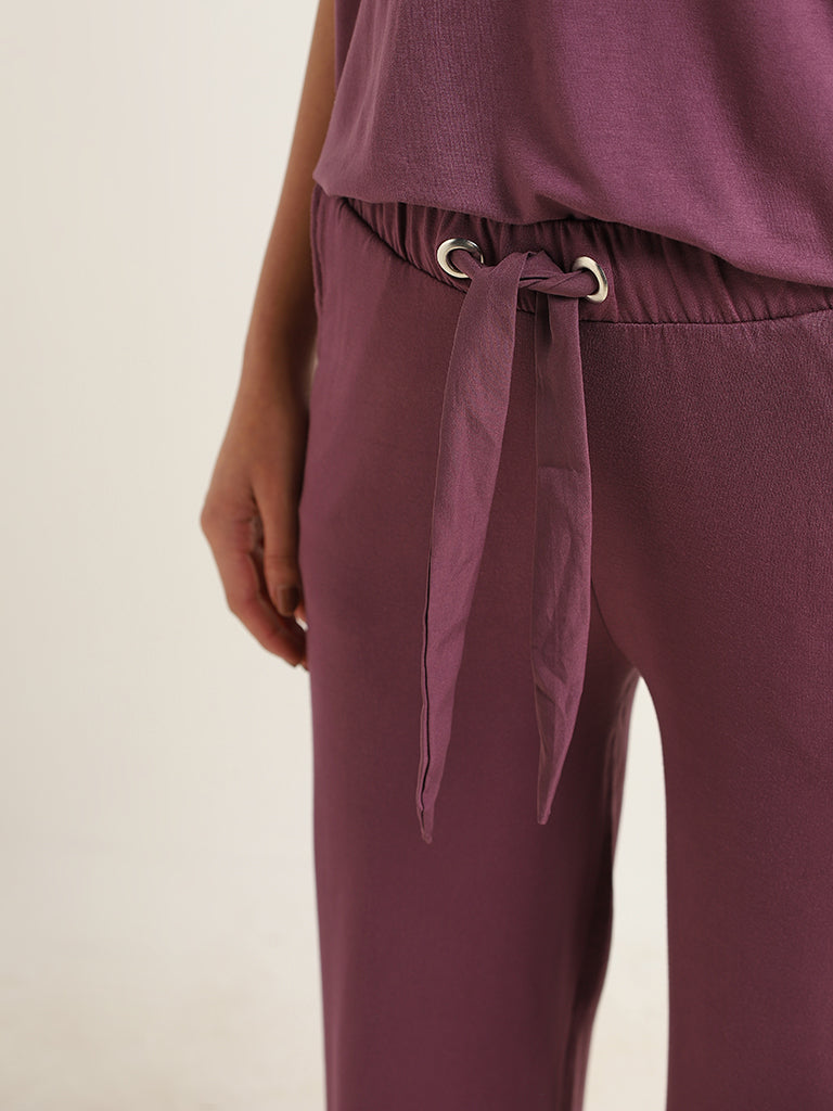 Wunderlove Purple Flared Supersoft Pants