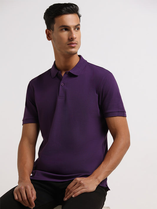 WES Casuals Purple Relaxed Fit Polo T-Shirt